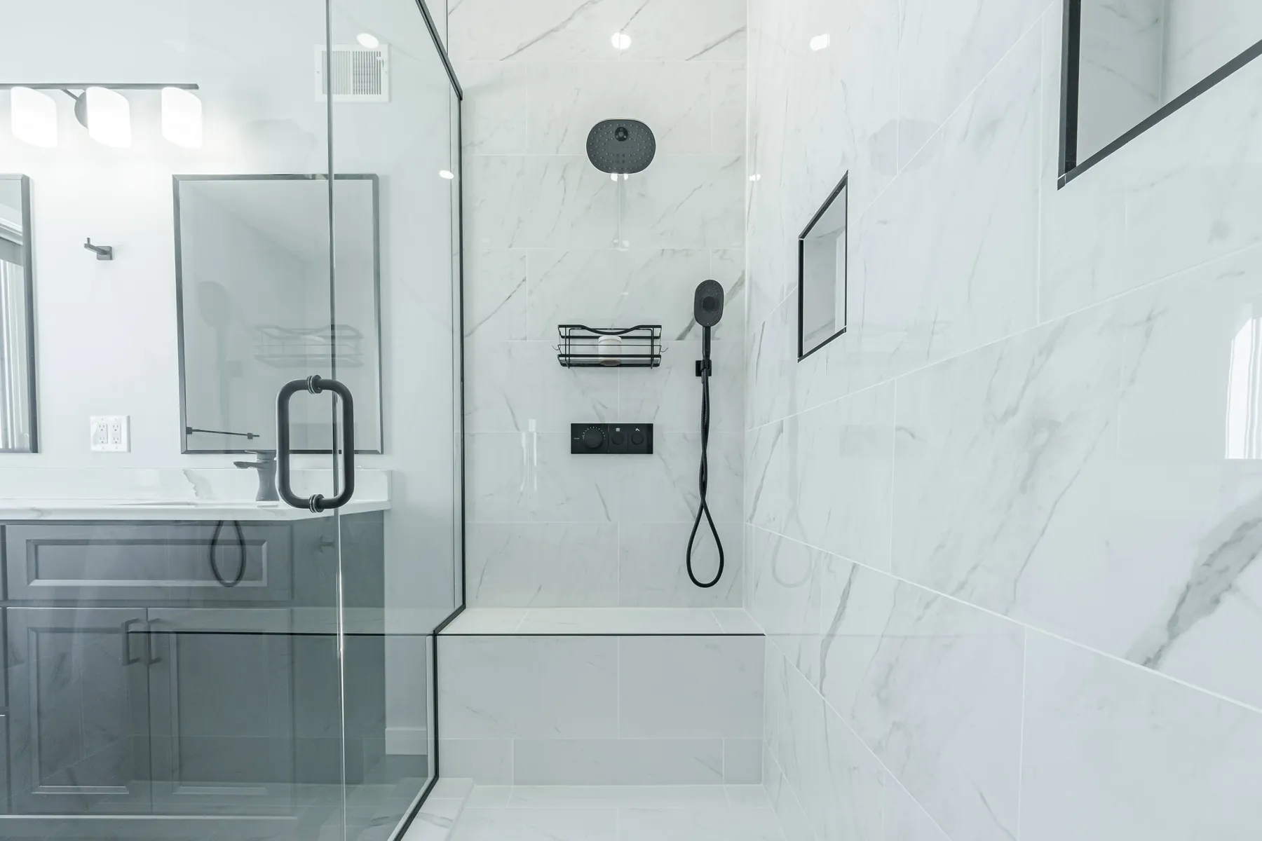 Marble walk-in shower detail